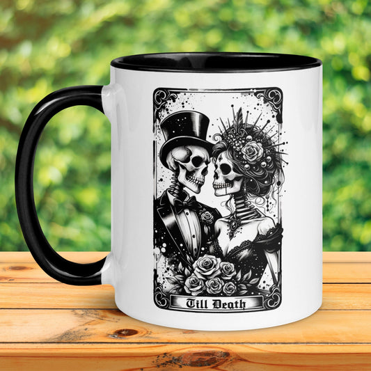 Till Death Gothic Wedding Tarot Card, Occult Skeleton Coffee Mug, Witchy Mug, Halloween Gifts - Zehnaria - MYSTICAL - Mugs