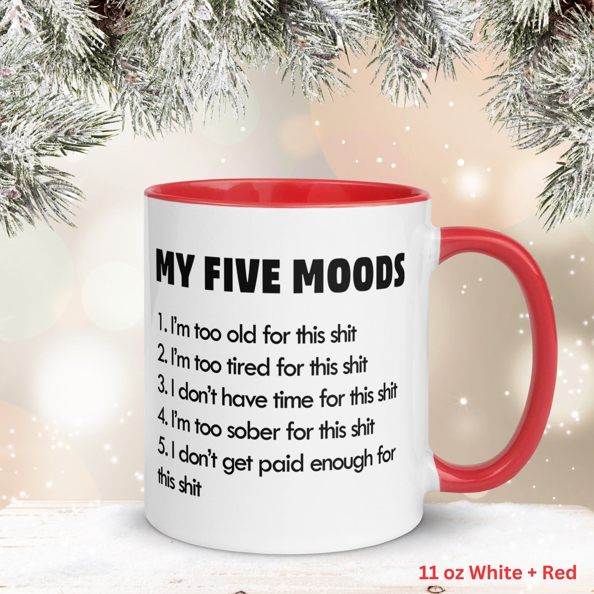 Funny Coffee Mug, My Five Moods, Sarcastic Mug, Personalized Gift - Zehnaria - FUNNY HUMOR - Mugs