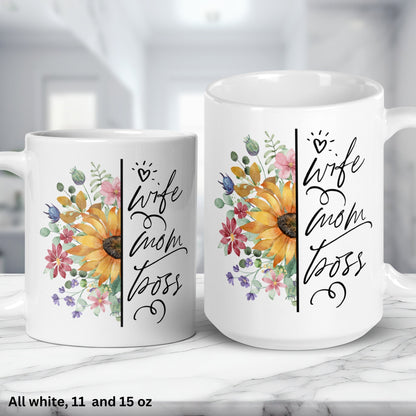 Wife Mom Boss Mug, Mom Gift, Mothers Day Gifts, Happy Mothers Day - Zehnaria - - Mugs