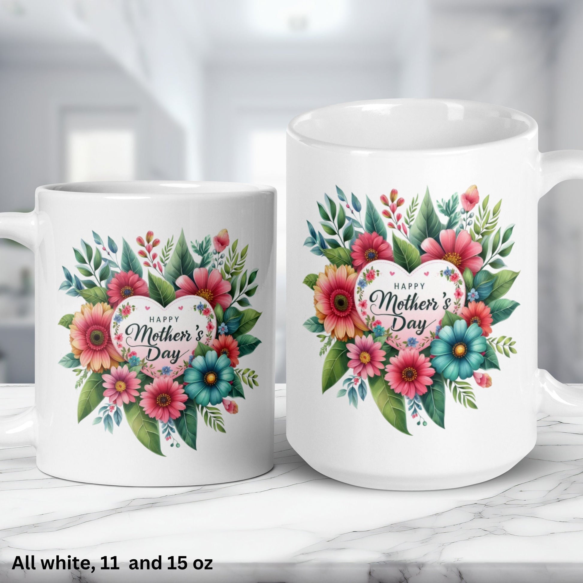 Happy Mothers Day, Floral Mug, Mothers Day Gifts, Mom Coffee Mug - Zehnaria - MORE HOLIDAYS & SEASONS - Mugs