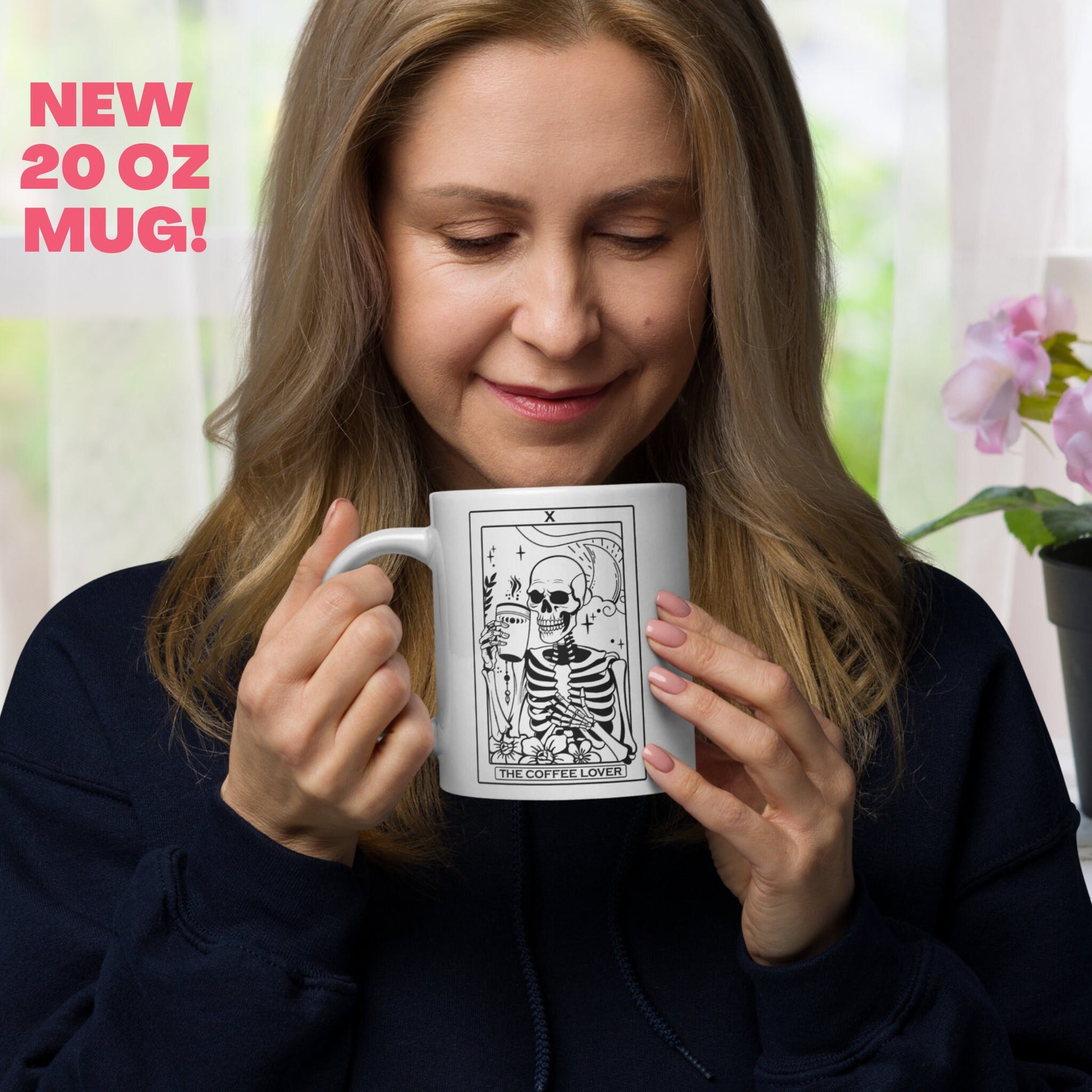 The Coffee Lover Tarot Card, Occult Skeleton Mug, Witchy Mug, Funny Coffee Mug - Zehnaria - MYSTICAL - Mugs