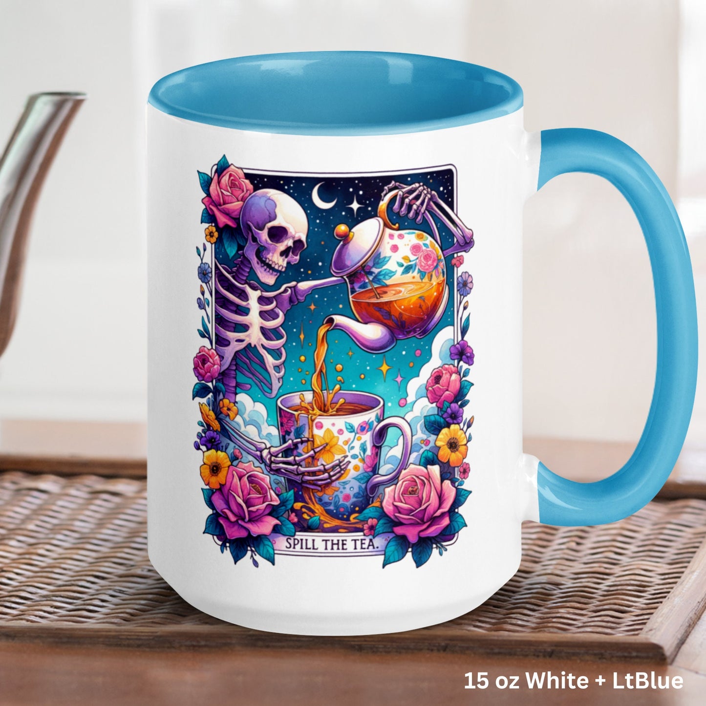 Spill The Tea, Tarot Card Mug, Funny Coffee Mug, Skeleton Mug - Zehnaria - MYSTICAL - Mugs