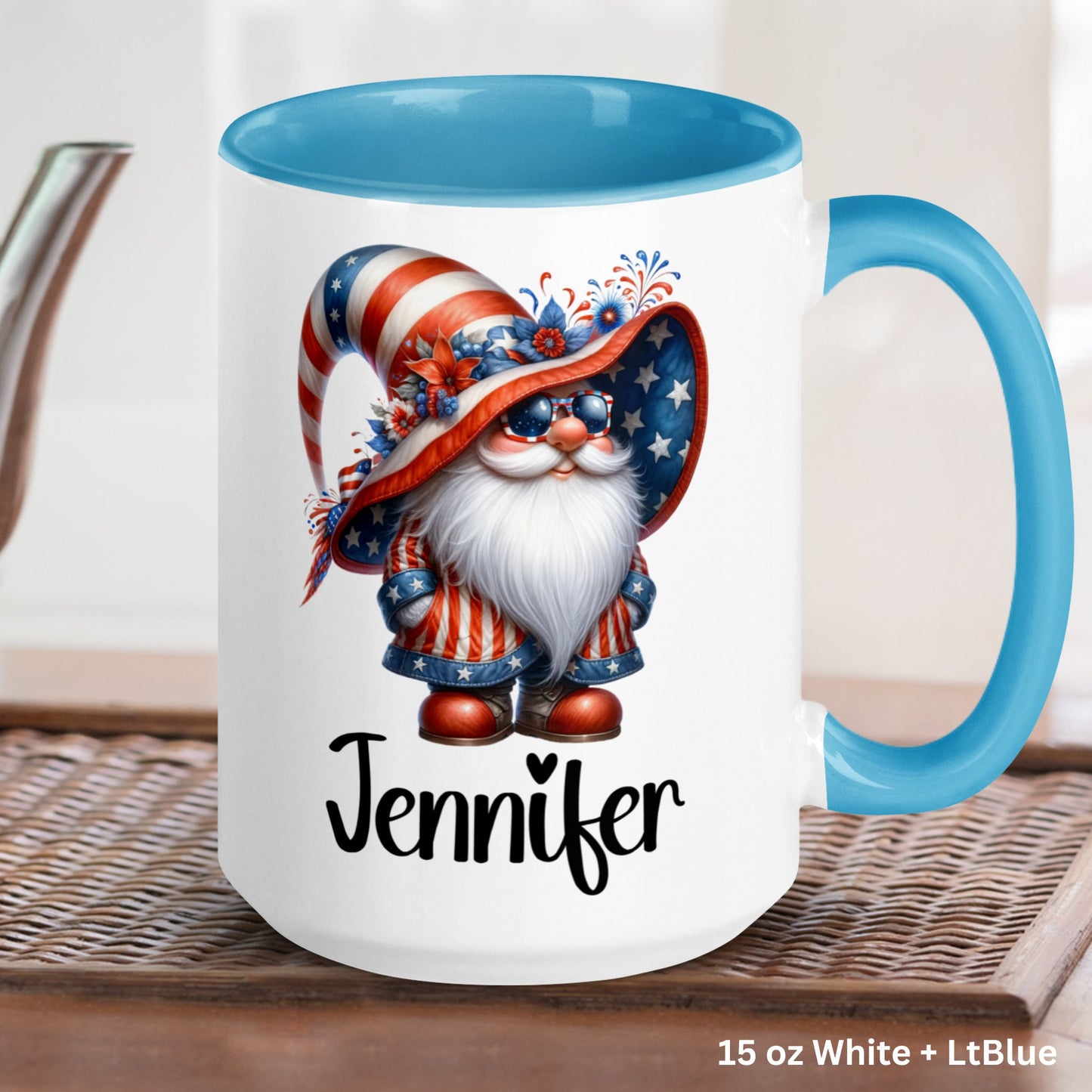 4th of July Gnome Mug, Personalized Garden Gnome, Memorial Day Mug, Patriotic Mug - Zehnaria - MORE HOLIDAYS & SEASONS - Mugs