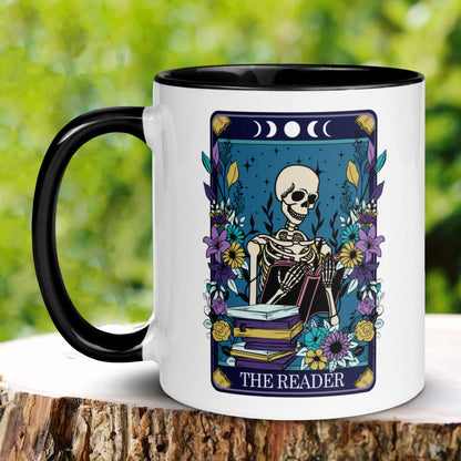 The Reader, Skeleton Tarot Card Mug, Funny Coffee Mug, Skeleton Mug - Zehnaria - MYSTICAL - Mugs