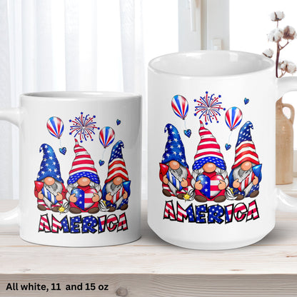 Patriotic Gnome Mug, Memorial Day Mug, Independence Day Gifts, Fourth of July Mug - Zehnaria - MORE HOLIDAYS & SEASONS - Mugs