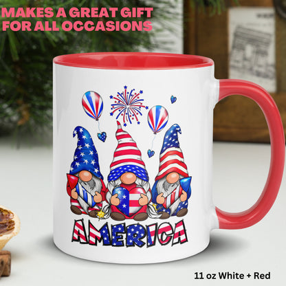 Patriotic Gnome Mug, Memorial Day Mug, Independence Day Gifts, Fourth of July Mug - Zehnaria - MORE HOLIDAYS & SEASONS - Mugs