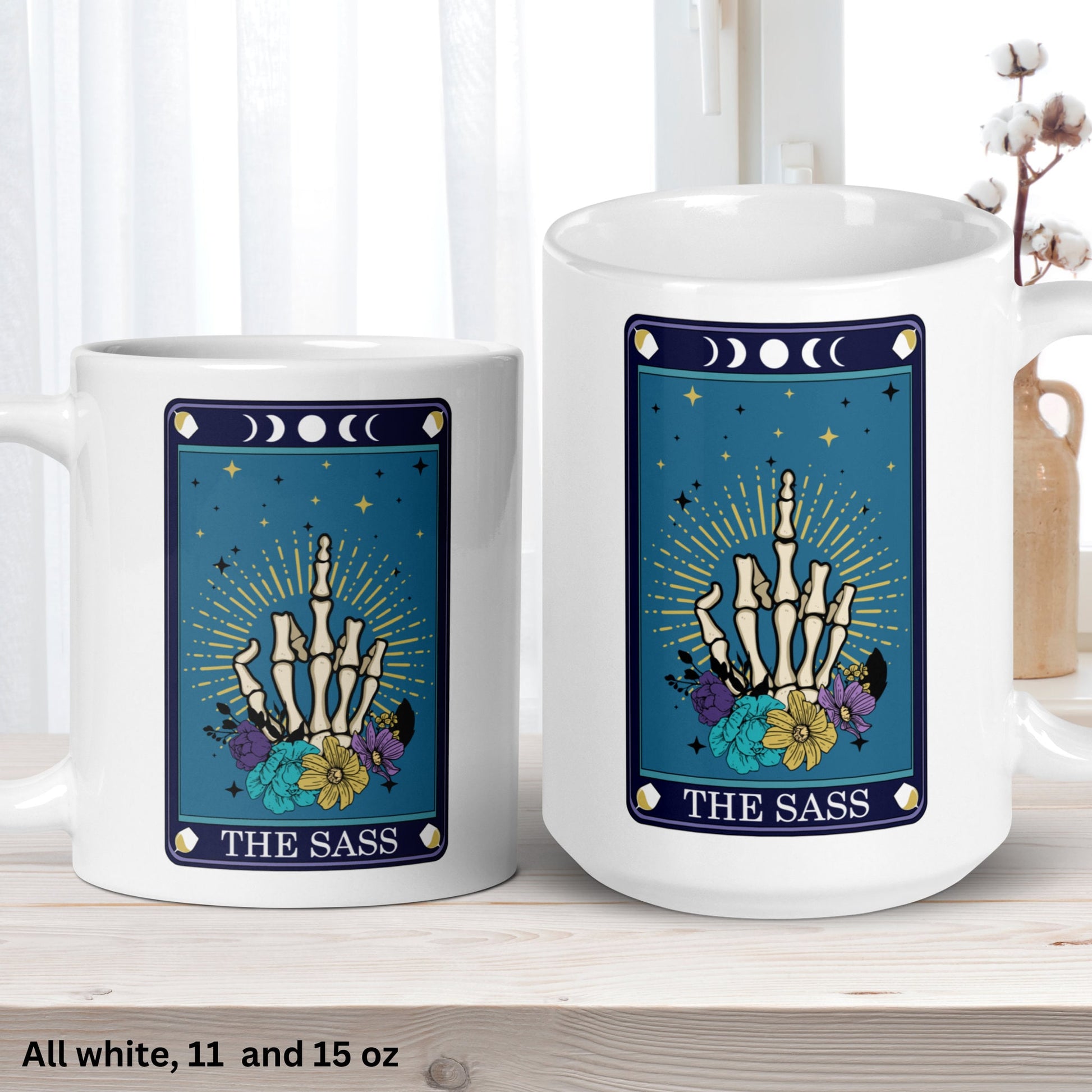 The Sass, Skeleton Tarot Card Mug, Funny Coffee Mug, Skeleton Mug - Zehnaria - MYSTICAL - Mugs