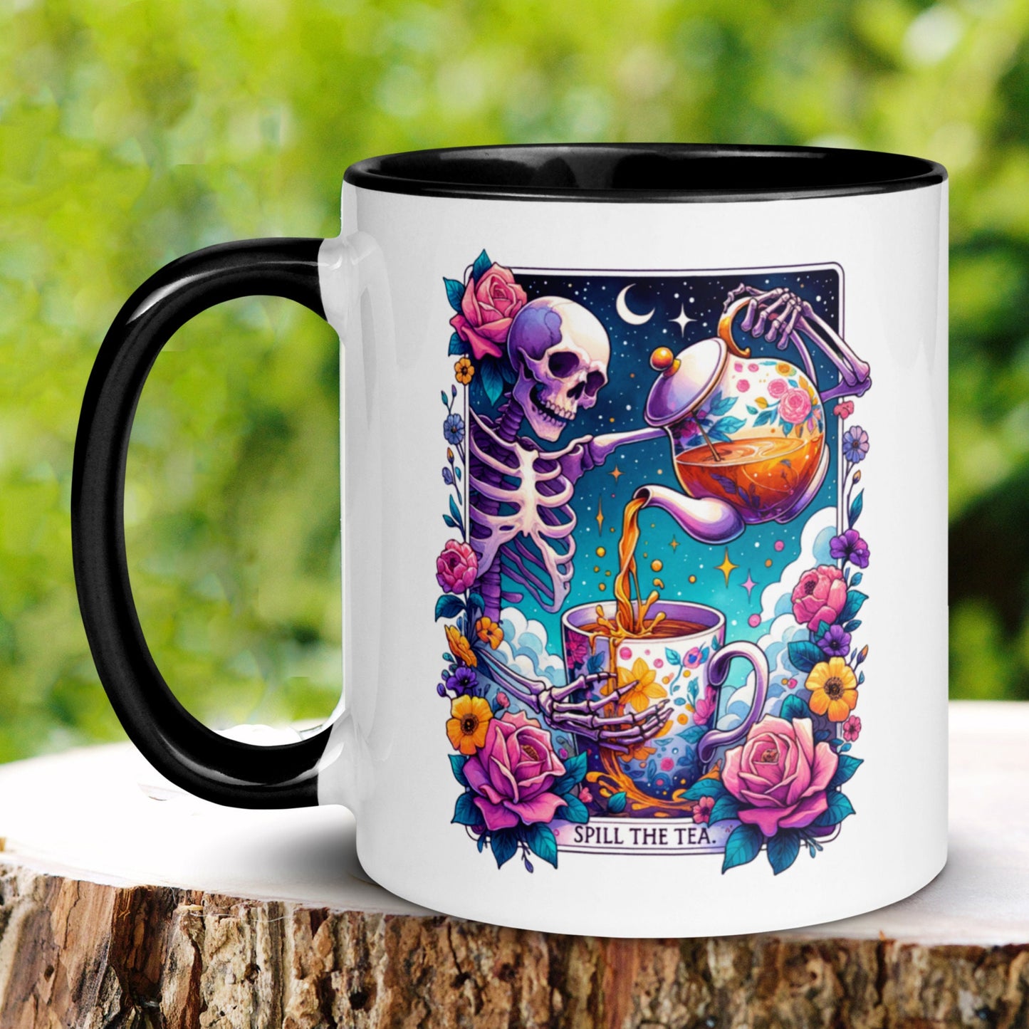 Spill The Tea, Tarot Card Mug, Funny Coffee Mug, Skeleton Mug - Zehnaria - MYSTICAL - Mugs