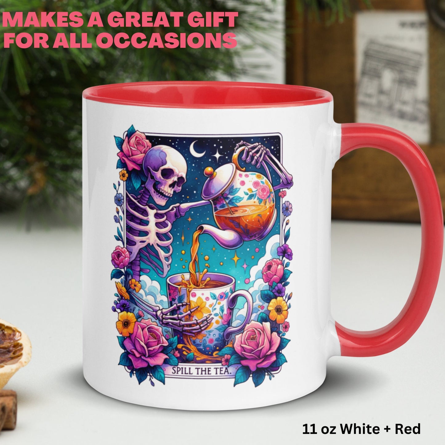 Spill The Tea, Tarot Card Mug, Funny Coffee Mug, Skeleton Mug - Zehnaria - MYSTICAL - Mugs