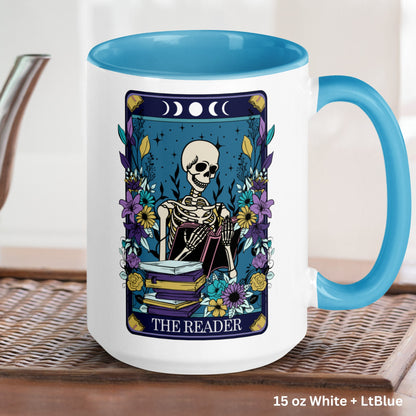 The Reader, Skeleton Tarot Card Mug, Funny Coffee Mug, Skeleton Mug - Zehnaria - MYSTICAL - Mugs