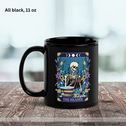 The Reader, Skeleton Tarot Card Mug, Funny Coffee Mug, Skeleton Mug - Zehnaria - MYSTICAL - Mugs