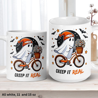 Halloween Mug, Ghost Bike Mug, Fall Mug, Halloween Gift - Zehnaria - HALLOWEEN - Mugs