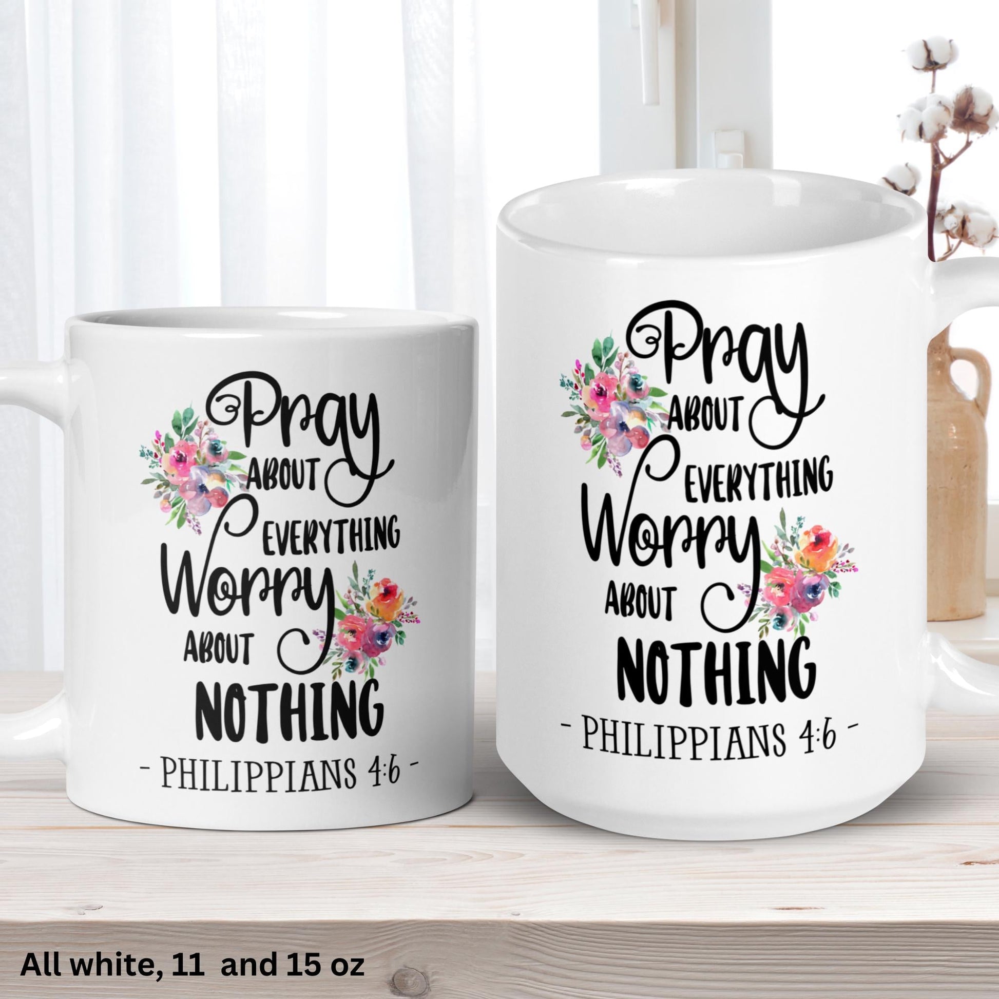 Christian Gifts, Christian Mugs, Scripture Mug, Philippians 4:6 - Zehnaria - FAITH AND RELIGION - Mugs