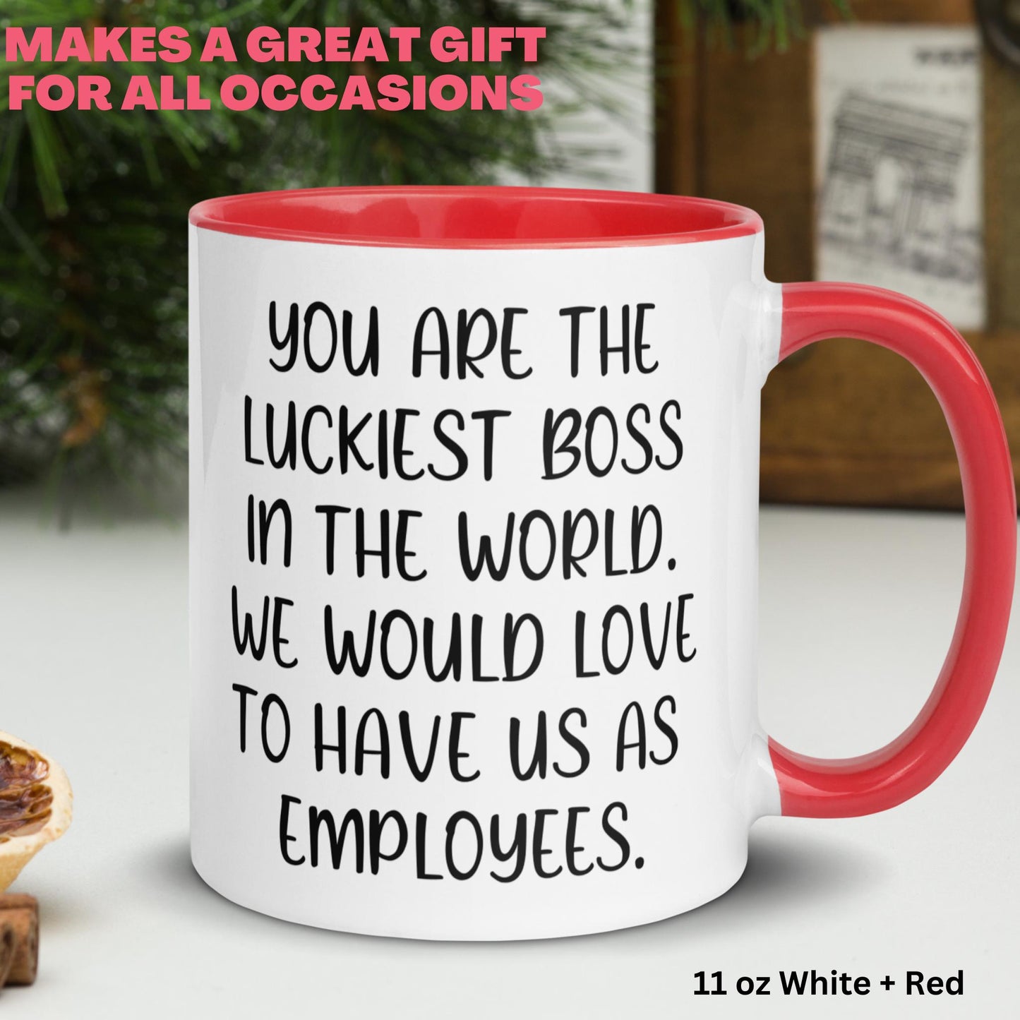 Boss Mug, You Are The Luckiest Boss In The World Coffee Mug, Funny Boss Gift, Boss Day Gift - Zehnaria - OFFICE & WORK - Mugs