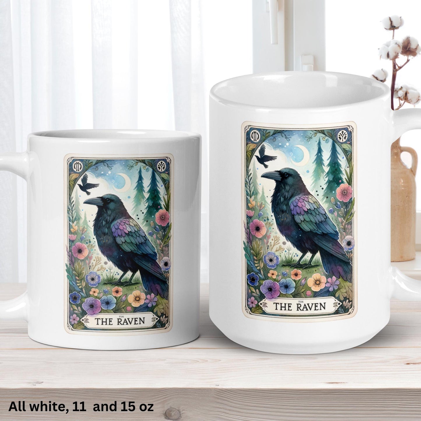 The Raven Tarot Card Mug, Crow Coffee Mug, Witchy Mug, Halloween Gifts - Zehnaria - MYSTICAL - Mugs