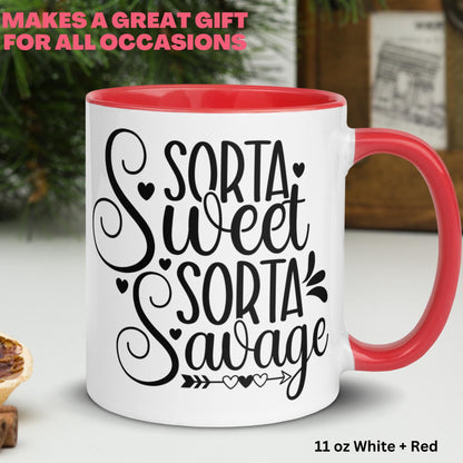 Bad Ass Mug, Sorta Sweet Sorta Savage Mug, Coffee Tea Cup, Birthday Gift - Zehnaria - FUNNY HUMOR - Mugs