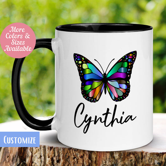 Personalized Butterfly Name Mug, Custom Name Mug - Zehnaria - PETS & ANIMALS - Mugs