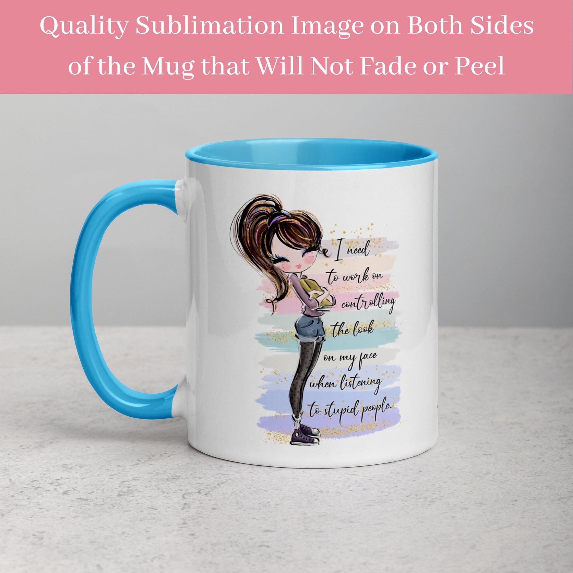 Funny Office Mug, Sarcastic Mug, Dealing with Stupid People at Work Mug, Customize Hair and Skin Tone, Tea Coffee Cup, Office Gift, 292