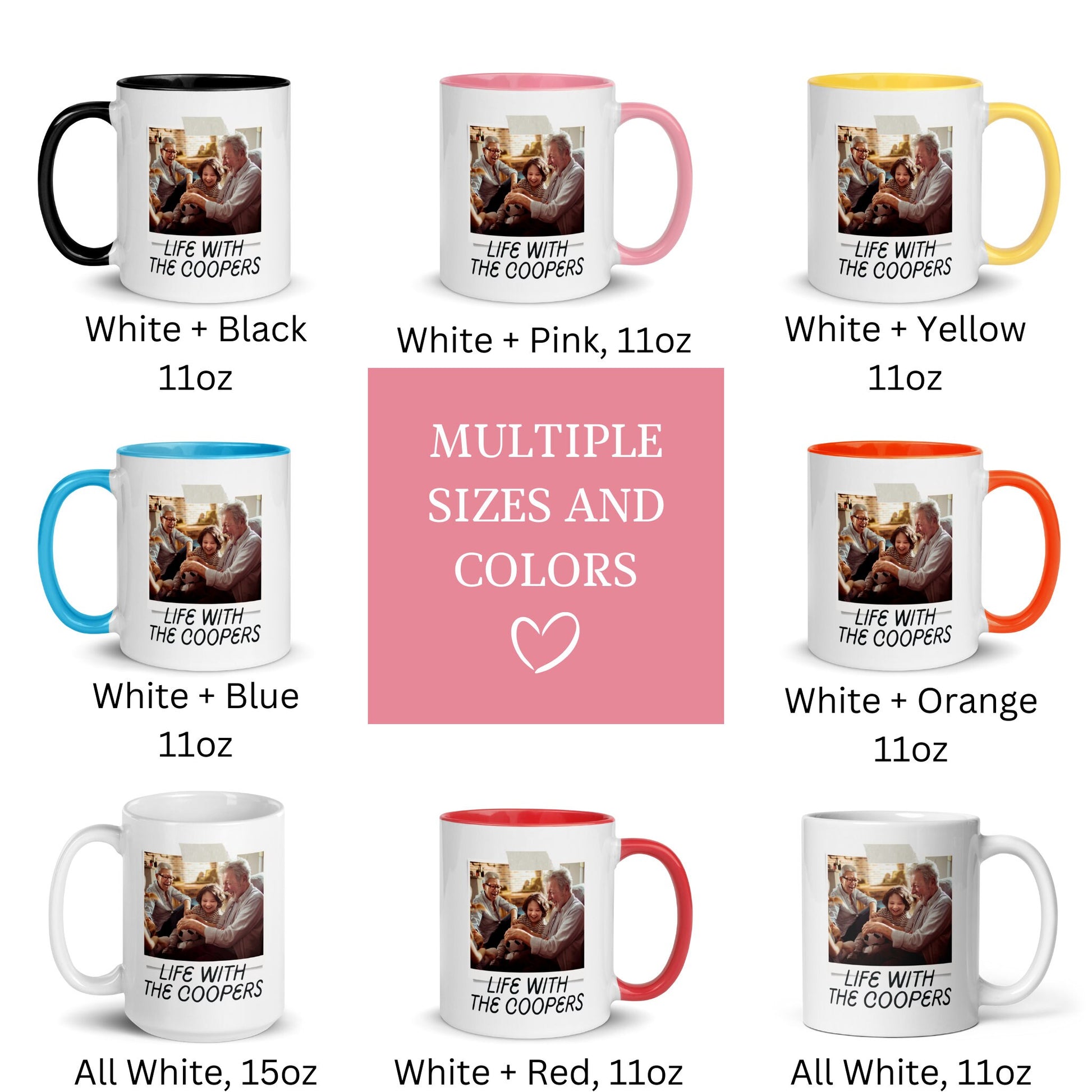 Meet the Family Personalized Picture Mug, Custom Photo Coffee Cup, Birthday Gift for Dad Mom, Family Gift for Her Him, Ceramic Mug, 009