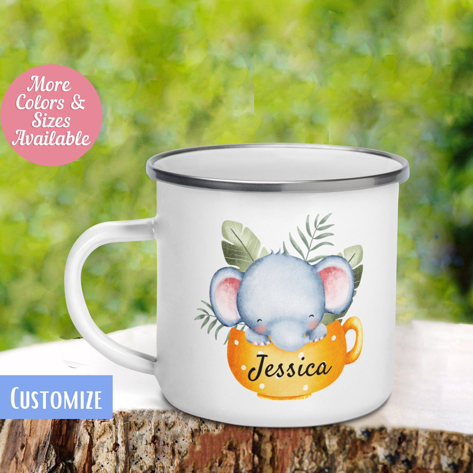 Baby Animals in Cup Mug, Personalize Gift, Custom Mug, Cute Mug for Toddlers & Kids, Giraffe Elephant Cat Monkey, 434 Zehnaria