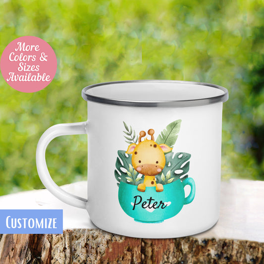 Baby Giraffe in Cup Mug, Personalize Custom Name Mug, Cute Mug for Kid, Camping Mug, Hot Chocolate Mug, Cute Colorful Cup, 434 Zehnaria
