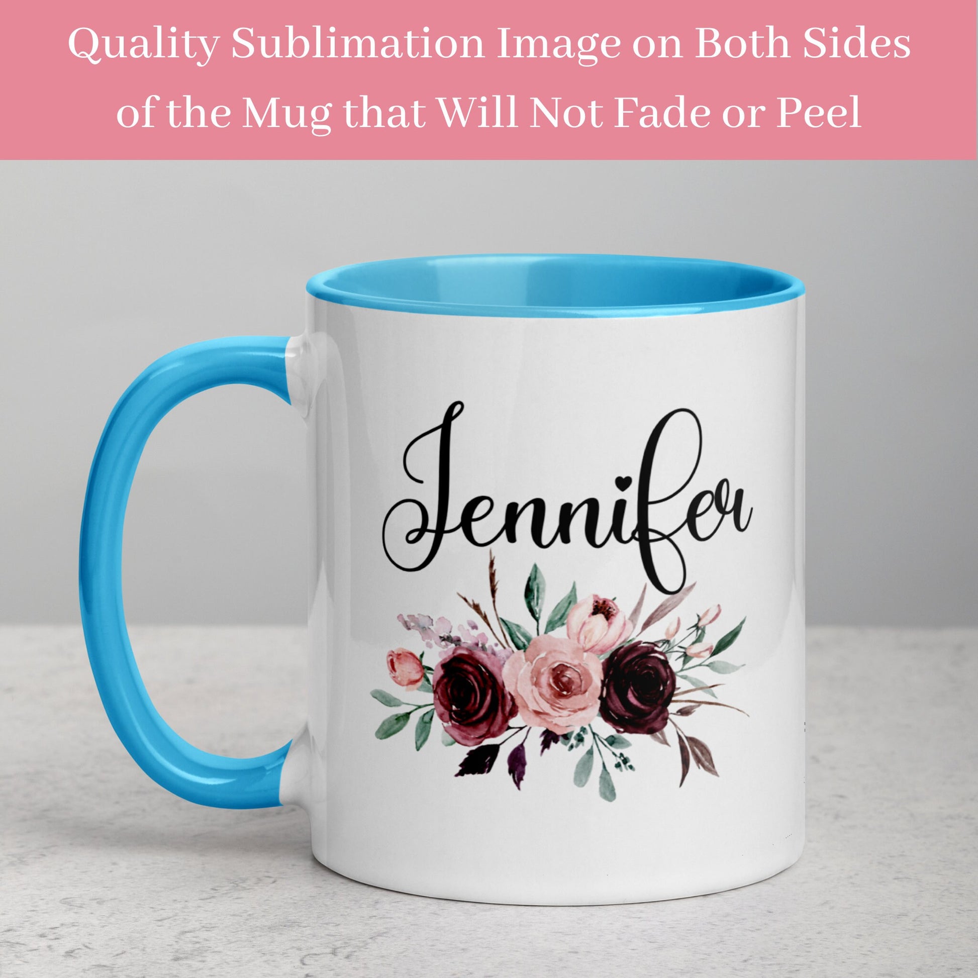 Personalized Flower Name Mug, Custom Name Mug, Name Mug, Custom Coffee Mug, Personalized Mug, Watercolor Flower Mug, Floral Tea Cup 074