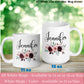 Personalized Flower Name Mug, Custom Name Mug, Name Mug, Custom Coffee Mug, Personalized Mug, Watercolor Flower Mug, Floral Tea Cup 074