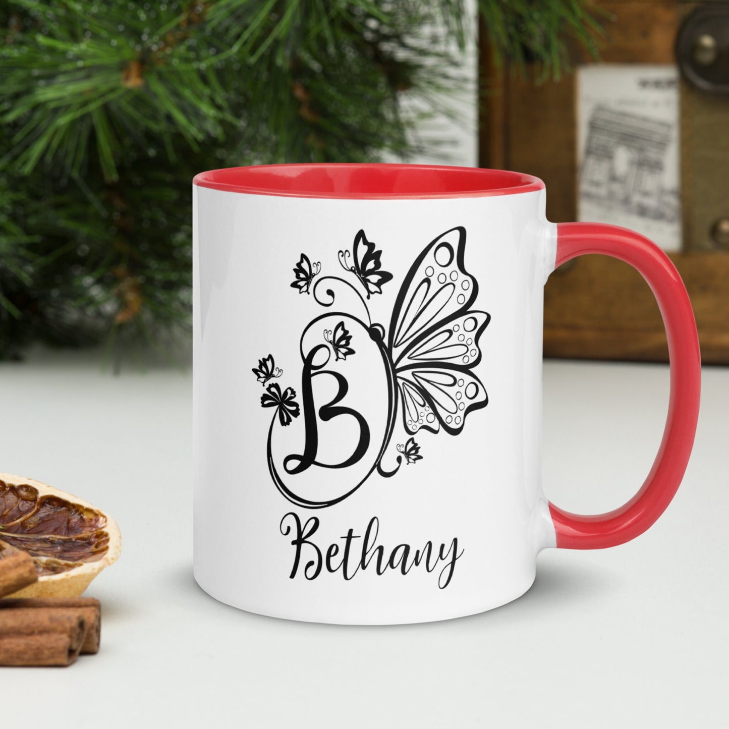 Personalized Butterfly Mug, Monogram Mug - Zehnaria - PETS & ANIMALS - Mugs