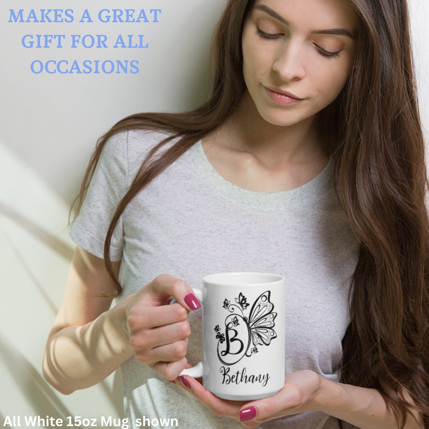Personalized Butterfly Mug, Monogram Mug - Zehnaria - PETS & ANIMALS - Mugs