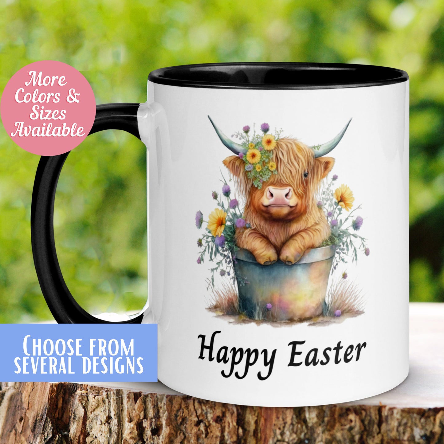 Easter Highland Cow Mug, Easter Mug - Zehnaria - MORE HOLIDAYS & SEASONS - Mugs