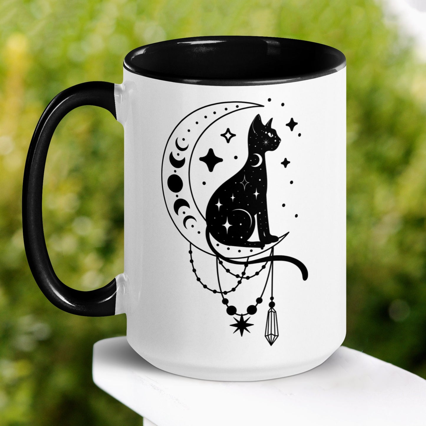 Black Cat Coffee Mug, Mystic Moon Mug - Zehnaria - PETS & ANIMALS - Mugs