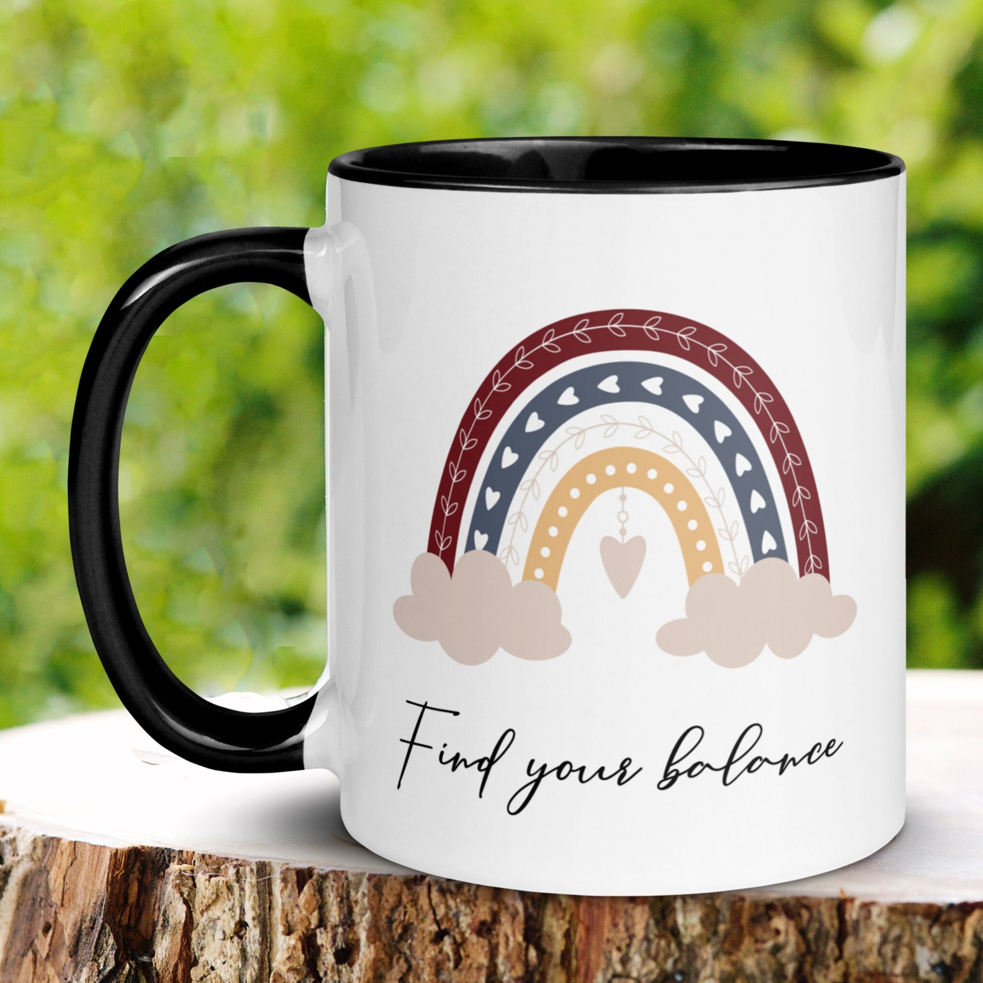 Find Your Balance Mug, Boho Rainbow Mug - Zehnaria - INSPIRE & MOTIVE - Mugs