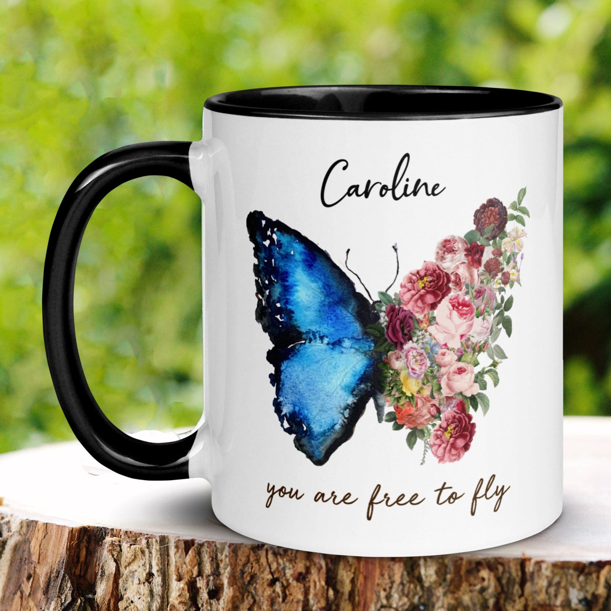 Personalized Colorful Butterfly Name Mug, You Are Free To Fly - Zehnaria - PETS & ANIMALS - Mugs