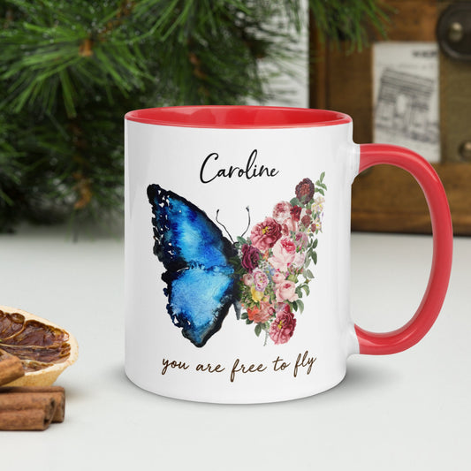 Personalized Colorful Butterfly Name Mug, You Are Free To Fly - Zehnaria - PETS & ANIMALS - Mugs