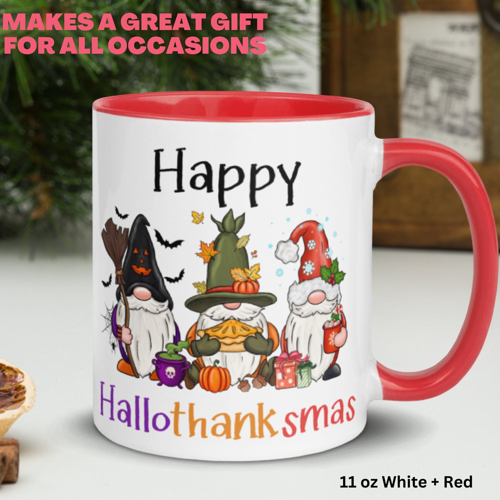 Happy Hallothanksmas Mug, Gift for Christmas - Zehnaria - WINTER HOLIDAY - Mugs