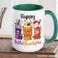 Happy Hallothanksmas Mug, Funny Holiday Coffee Gift for Christmas - Zehnaria - WINTER HOLIDAY - Mugs