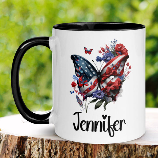 4th of July Mug, Personalized Butterfly Mug - Zehnaria - MORE HOLIDAYS & SEASONS - Mugs