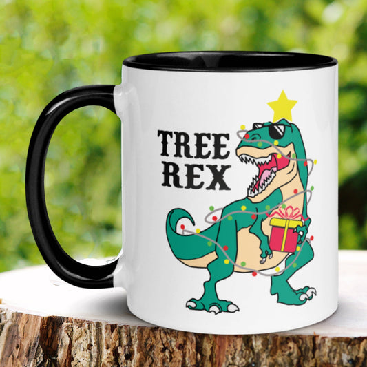 Tree Rex Christmas Mug, Dinosaur Christmas Coffee Mug - Zehnaria - WINTER HOLIDAY - Mugs