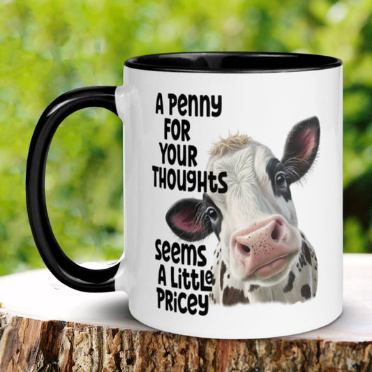 A Penny For Your Thoughts, Cow Mug - Zehnaria - PETS & ANIMALS - Mugs