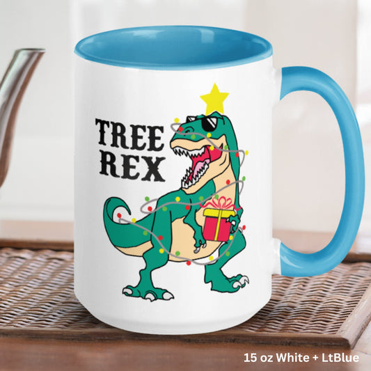 Tree Rex Christmas Mug, Dinosaur Christmas Coffee Mug - Zehnaria - WINTER HOLIDAY - Mugs