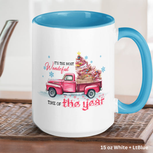 It's The Most Wonderful Time Of The Year, Christmas Gifts, Christmas Mug, Christmas Tree Mug, Holiday Truck Mug, Holiday Gift Retro Mug 1243 - Zehnaria - WINTER HOLIDAY - Mugs