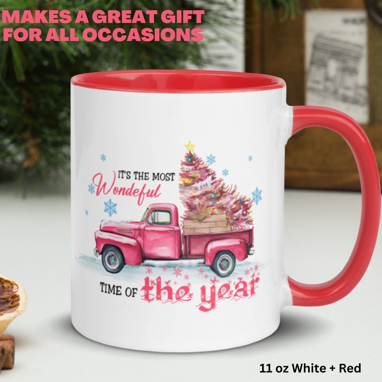 It's The Most Wonderful Time Of The Year, Christmas Gifts, Christmas Mug, Christmas Tree Mug, Holiday Truck Mug, Holiday Gift Retro Mug 1243 - Zehnaria - WINTER HOLIDAY - Mugs