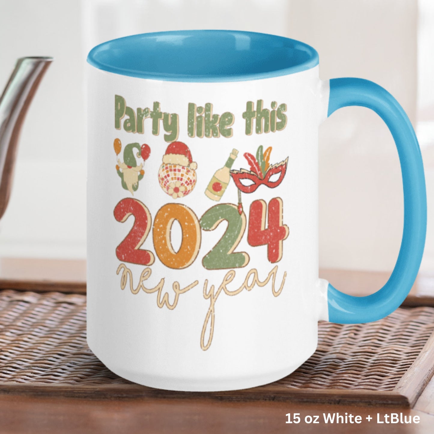 Retro New Year Mug, Party Like 2024, New Years Gift, Holiday Mug, Happy New Year, New Year 2024 Coffee Mug, New Beginnings Gift, 1143 - Zehnaria - HAPPY NEW YEARS - Mugs