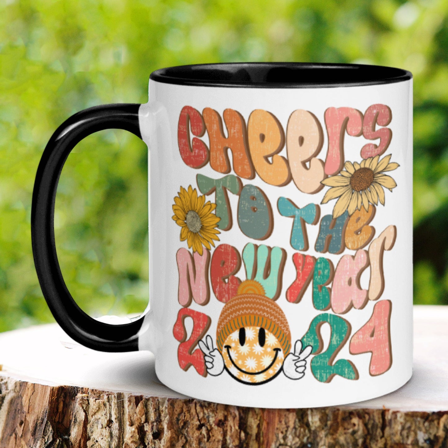 Retro New Year Mug, New Years Gift, Holiday Mug, Happy New Year Emoji, New Year 2024 Coffee Mug, New Beginnings, New Year Crew Mug 1145 - Zehnaria - HAPPY NEW YEARS - Mugs